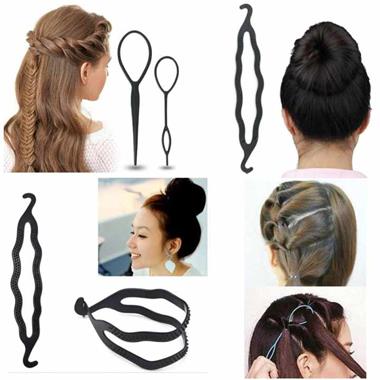 Combo 4 Piece Hair Styling Twist Clip Bun Maker Braid Ponytail | BazarFX