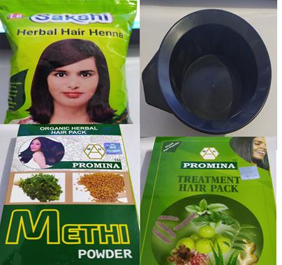 Promina Combo Offer- Super Hair Shiny and Treatment Package (Mehendi 20 GM,  Pot, Methi Powder 100 GM and Hair Treatment Pack 100 GM) | BazarFX